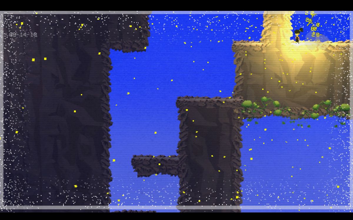 Four Sided Fantasy (Windows) screenshot: A tricky section to end up in the top right part of the screen.