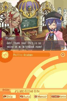 Luminous Arc 2 (Nintendo DS) screenshot: Even in the world of magic, people still want to make sure that their friends constantly know how awesome their lives are.