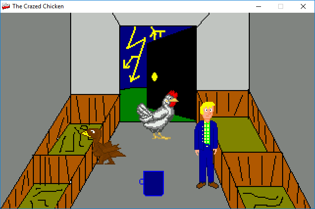 The Crazed Chicken (Windows) screenshot: Meeting the crazed chicken in pigsty