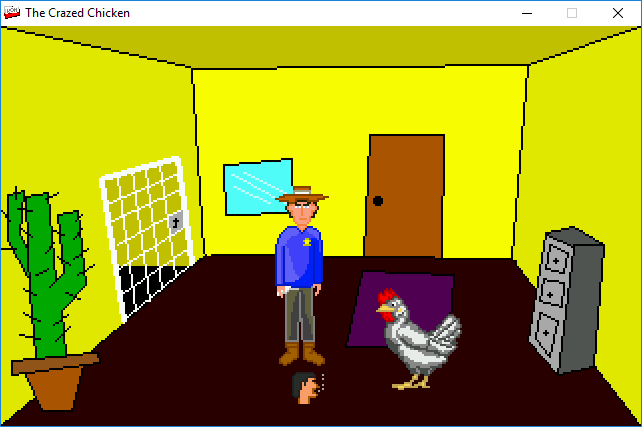 The Crazed Chicken (Windows) screenshot: Approaching the sheriff in the jail