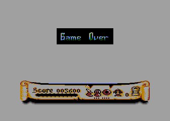 Black Lamp (Atari 8-bit) screenshot: Game over. (Well duh!)
