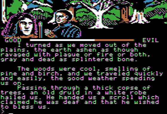I, Damiano: The Wizard of Partestrada (Apple II) screenshot: I found a druid in the woods