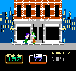 Urban Champion (NES) screenshot: And proceed to duke it out