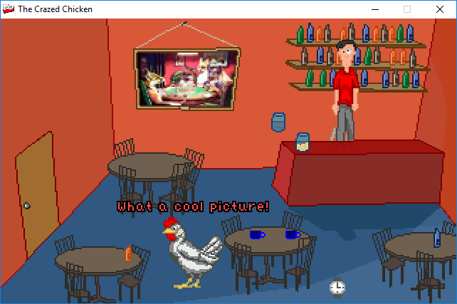 The Crazed Chicken (Windows) screenshot: Examining the picture in Scid's bar