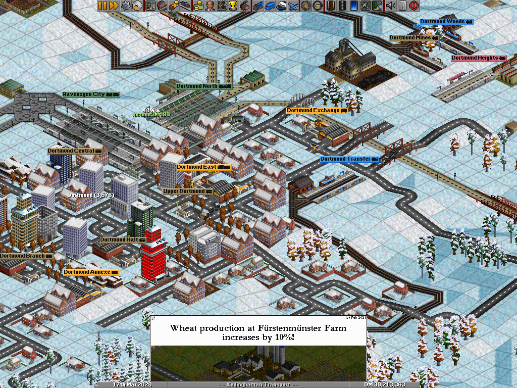 OpenTTD (Windows) screenshot: Snow area