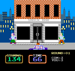 Urban Champion (NES) screenshot: Look innocent when the cops drive by