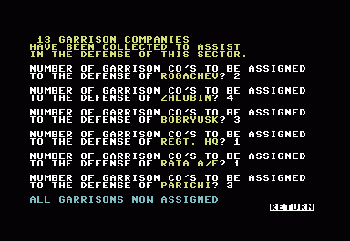 Dnieper River Line (Commodore 64) screenshot: Troop garrisons