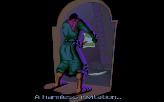 Cruise for a Corpse (DOS) screenshot: Intro: An invitation...