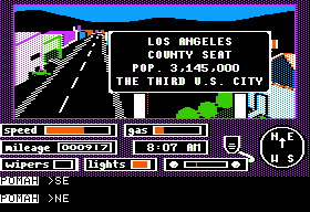 Crosscountry California (Apple II) screenshot: So many people in the city of angels