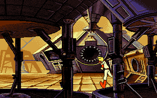 Space Ace (DOS) screenshot: Making your way through Borf's base.