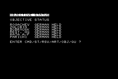 Dnieper River Line (Commodore PET/CBM) screenshot: All objectives still German held