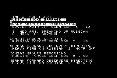 Dnieper River Line (Commodore PET/CBM) screenshot: 0500 - Russian's begin with smoke barrage for early morning light cover