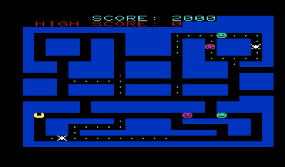 Chomper Man (VIC-20) screenshot: Most of the level cleared.