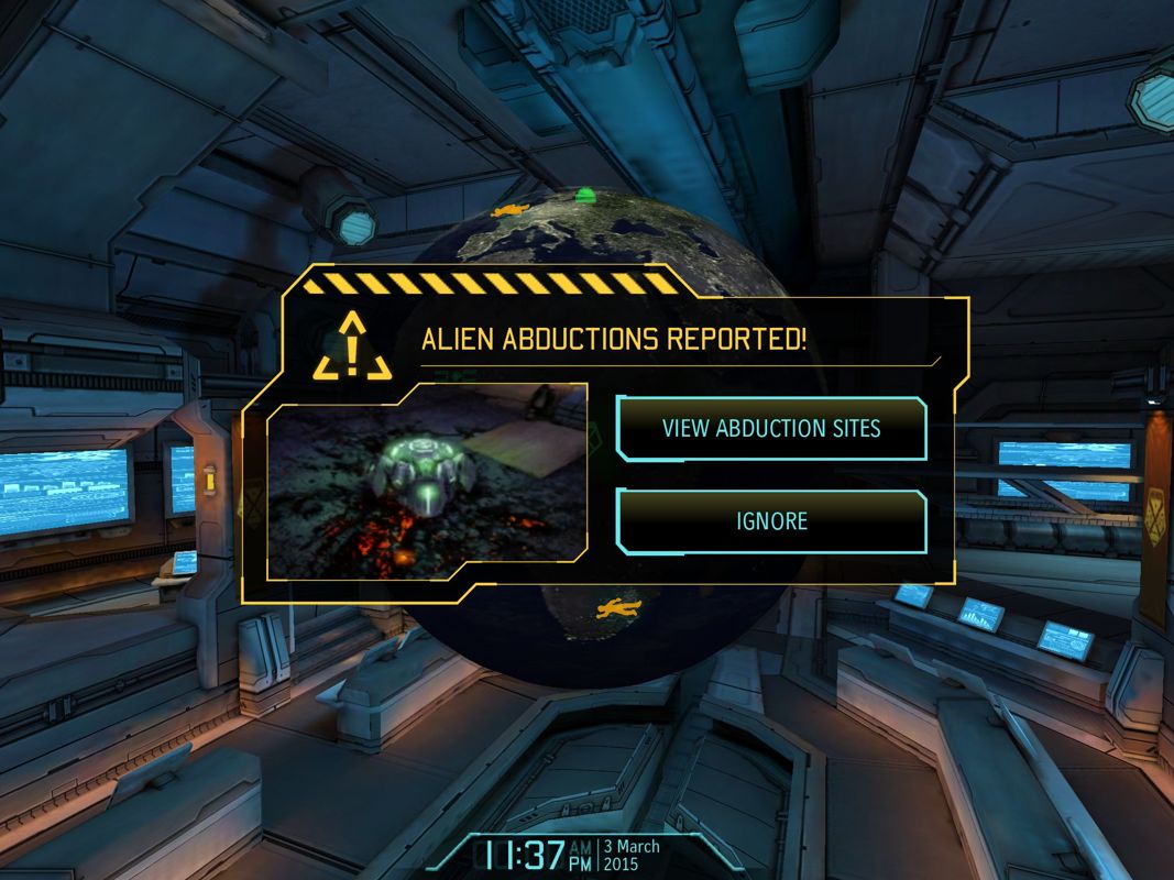 XCOM: Enemy Within (iPad) screenshot: Scan identifies a Alien Abduction!