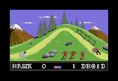 Blood 'n Guts (Commodore 64) screenshot: Buried under a rock while doing the Rockroller event