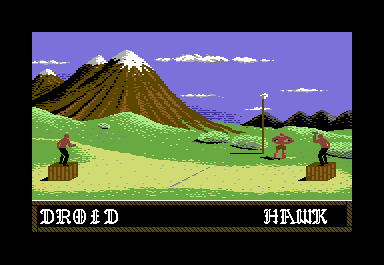 Blood 'n Guts (Commodore 64) screenshot: Axe throwing
