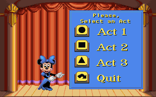 Mickey's Colors & Shapes (DOS) screenshot: Minnie his able assistant