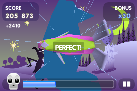 Sil: The Silhouette Game (iPhone) screenshot: Match the penguin quickly for another perfect