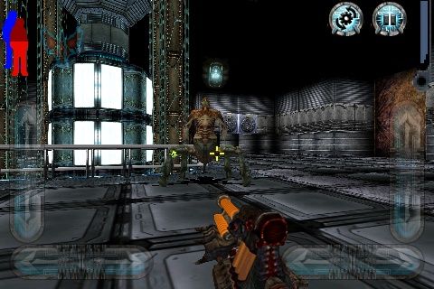 Prey Mobile 3D (iPhone) screenshot: Four legs but can't dodge my bullets. N00b!
