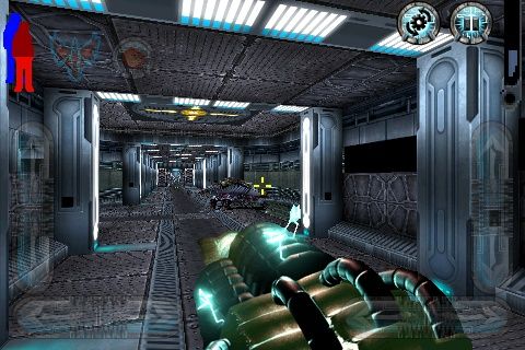 Prey Mobile 3D (iPhone) screenshot: There's an enemy in front but I guess you can't really see it that good.