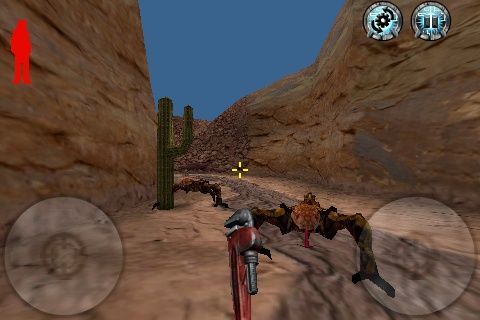 Prey Mobile 3D (iPhone) screenshot: Killing strange bugs with a wrench.
