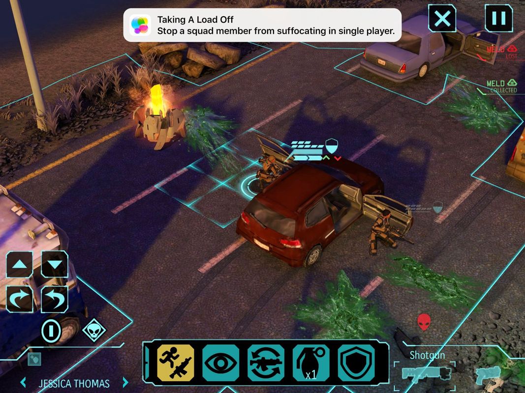 XCOM: Enemy Within (iPad) screenshot: Achievement killing the stealth creature by another squad mate preventing his death with a well placed shot