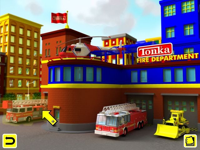 Tonka Firefighter (Windows) screenshot: Once the player has logged in Tonka Joe explains the hotspots