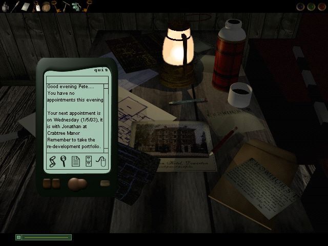 Dark Fall: The Journal (Windows) screenshot: PDA