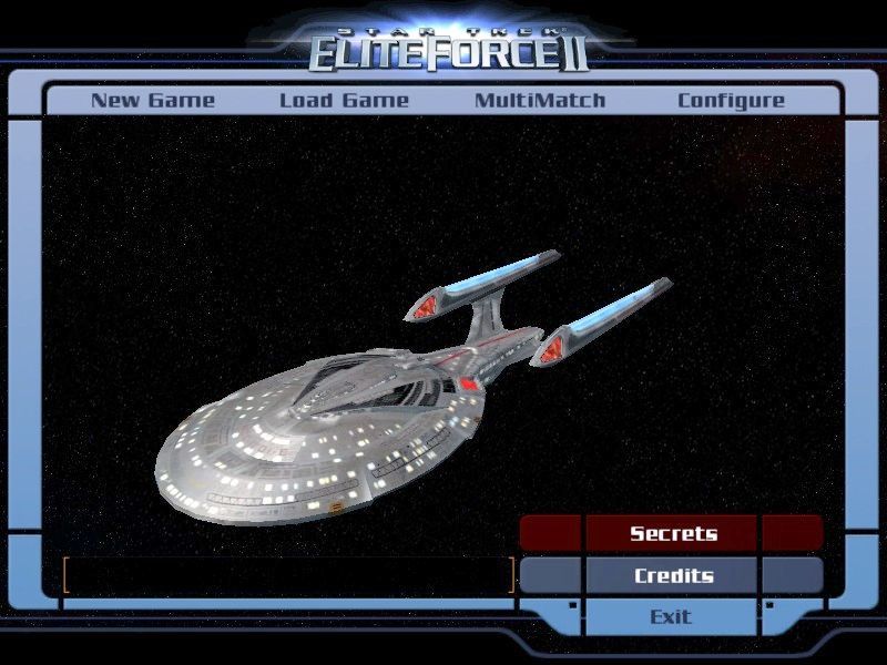 Star Trek: Elite Force II (Windows) screenshot: The main menu (Enterprise-E version)