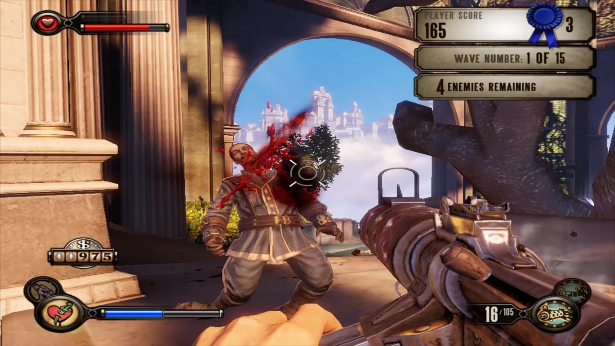 BioShock Infinite: Clash in the Clouds (Macintosh) screenshot: Getting rushed by several enemies at once