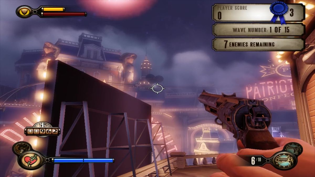 BioShock Infinite: Clash in the Clouds (Macintosh) screenshot: Duke & Dimwit Theater Clash start