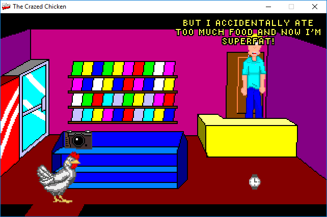 The Crazed Chicken (Windows) screenshot: Talking with the clerk of the General Store