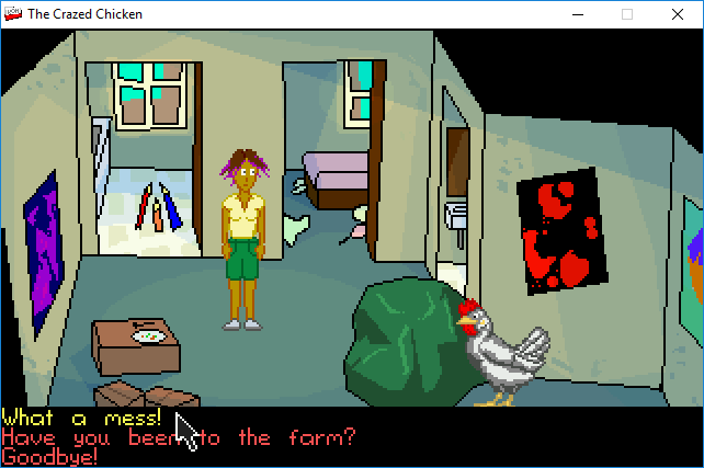 The Crazed Chicken (Windows) screenshot: Talking with Mika Huy in her apartment