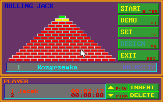 Rolling Jack (DOS) screenshot: Start of the game. All 120 levels are available from the beginning