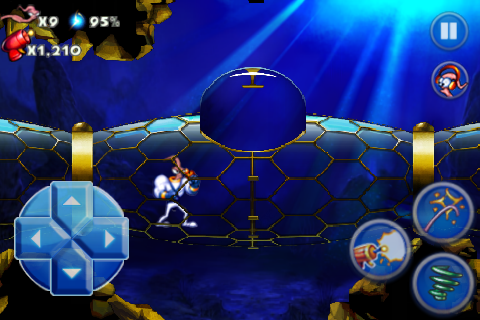 Earthworm Jim: Special Edition (iPhone) screenshot: Level 3: Down the Tubes
