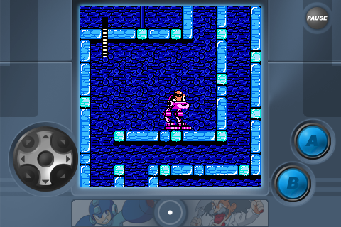 Mega Man 2 (iPhone) screenshot: Flash Man's stage (in landscape mode)