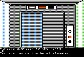 Mindshadow (Apple II) screenshot: In elevator.