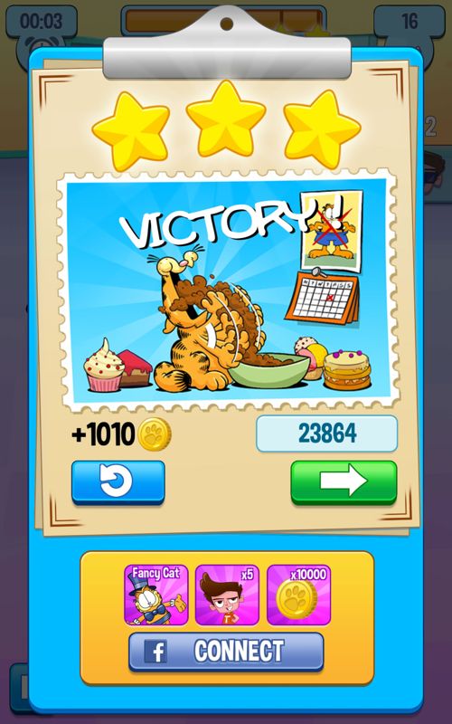 Garfield: My Big Fat Diet (Android) screenshot: Level complete