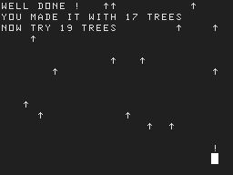 Acornsoft Games Pack 10 (Atom) screenshot: Reaching the exit (Ski)