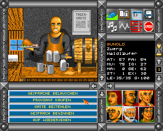 Jaktar: Der Elfenstein (Amiga) screenshot: The supplies can be bought in the pub