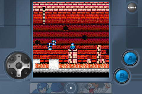 Mega Man 2 (iPhone) screenshot: Heat Man's Stage (landscape mode)