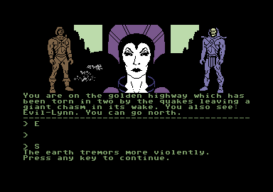Masters of the Universe: Super Adventure (Commodore 64) screenshot: I have met Evil-Lynn on the road.