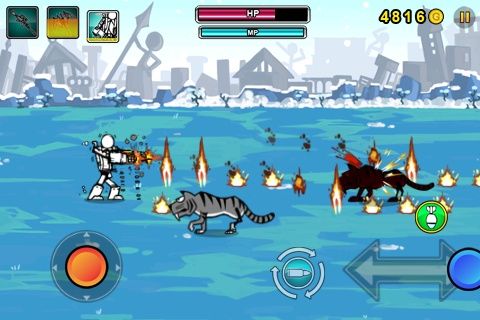 Cartoon Wars: Gunner (iPhone) screenshot: Finally got access to the all-powerful mech-suit.