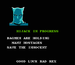 Freedom Force (NES) screenshot: Start of the first level: "Save the innocent”.