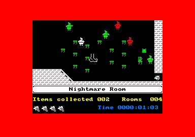 Jet Set Willy II: The Final Frontier (Amstrad CPC) screenshot: Eek! The nightmare room!