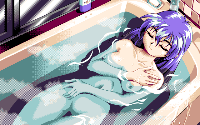 Delicious Lunch Pack (PC-98) screenshot: Kyouko is relaxing in a bath...