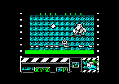Stuntman Seymour (Amstrad CPC) screenshot: Game over for you.
