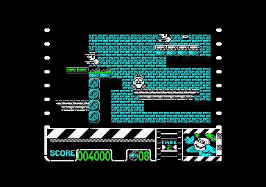 Stuntman Seymour (Amstrad CPC) screenshot: Iced by some gun-toting badguys.