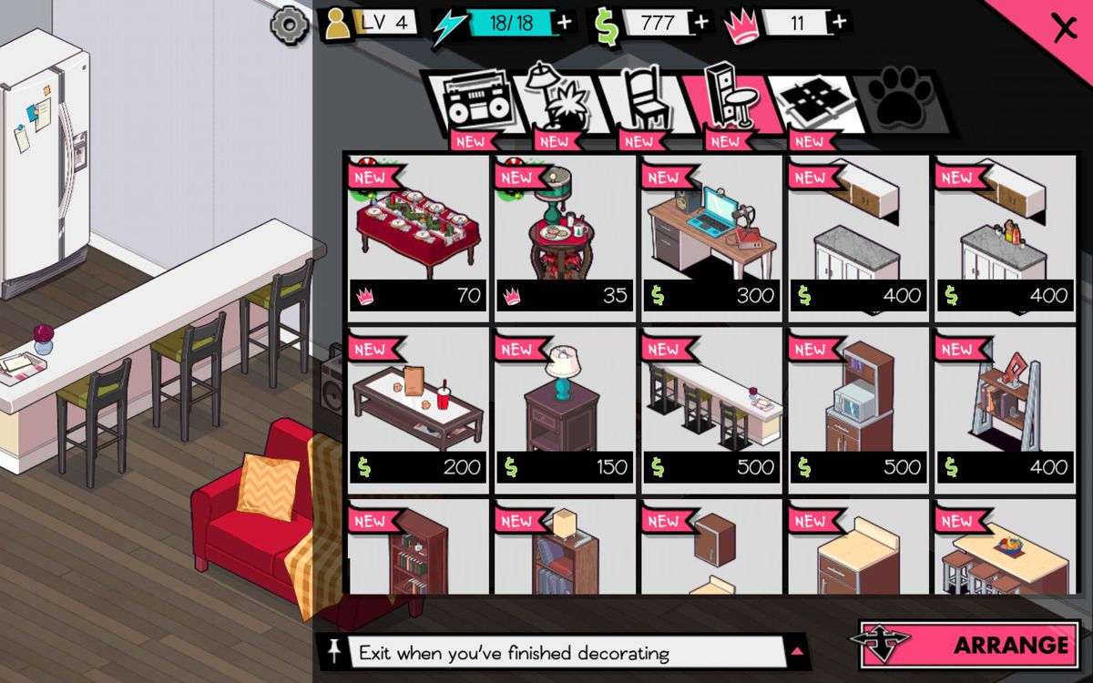 Nicki Minaj: The Empire (Android) screenshot: There are many types of items available.