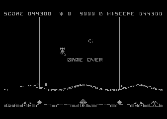 Marauder (Atari 8-bit) screenshot: Game Over (at Stage 1)